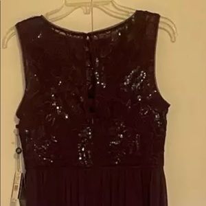 Adrianna Papell Womens Gown Dress Purple Floral Sequin Lace Sleeveless 6 New